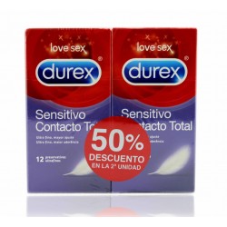 Durex duplo preservativos sensitivo contacto total 12x2 unidades