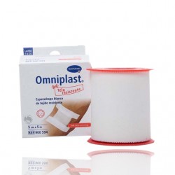 Omniplast Esparadrapo Hipoalergico Tejido Resistente 5X5 (5 m x 5 Cm) Blanco