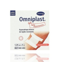 Omniplast Esparadrapo Hipoalergico Tejido Resistente 5X1.25 (5 m x 1.25 Cm) Blanco