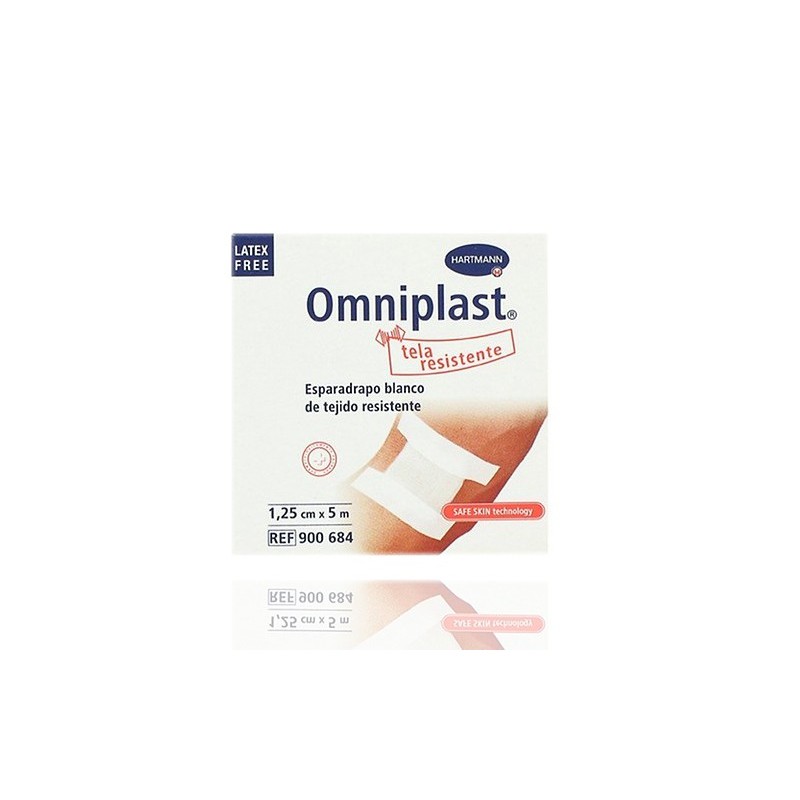 Omniplast Esparadrapo Hipoalergico Tejido Resistente 5X1.25 (5 m x 1.25 Cm) Blanco